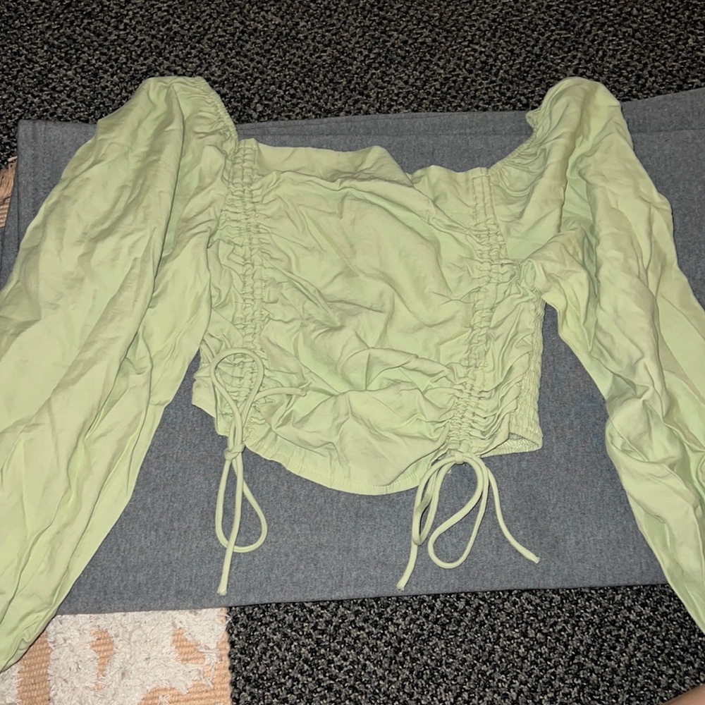 Matcha green crop top with ties